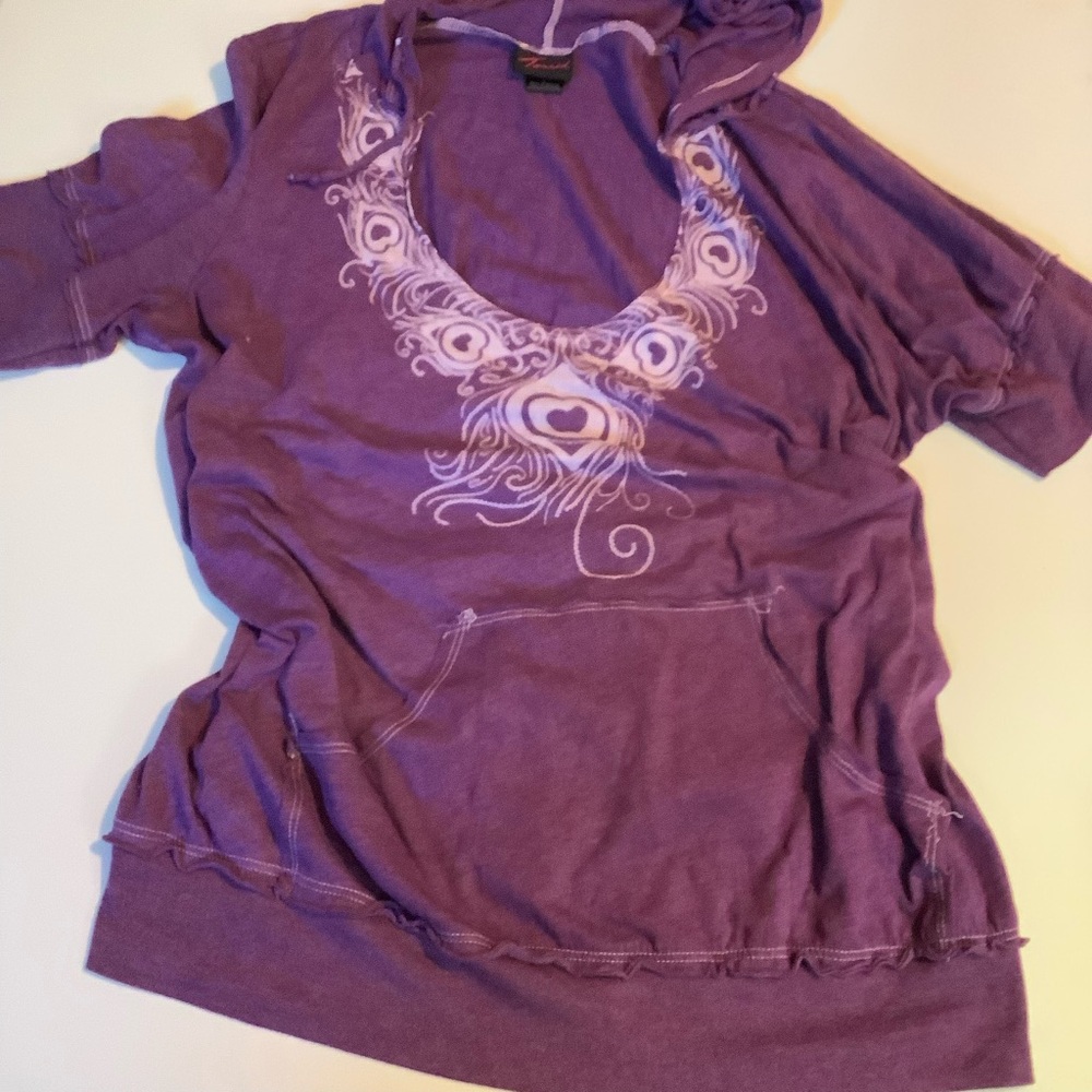 Torrid Lightweight Hoodie Burnout Pattern Purple2X